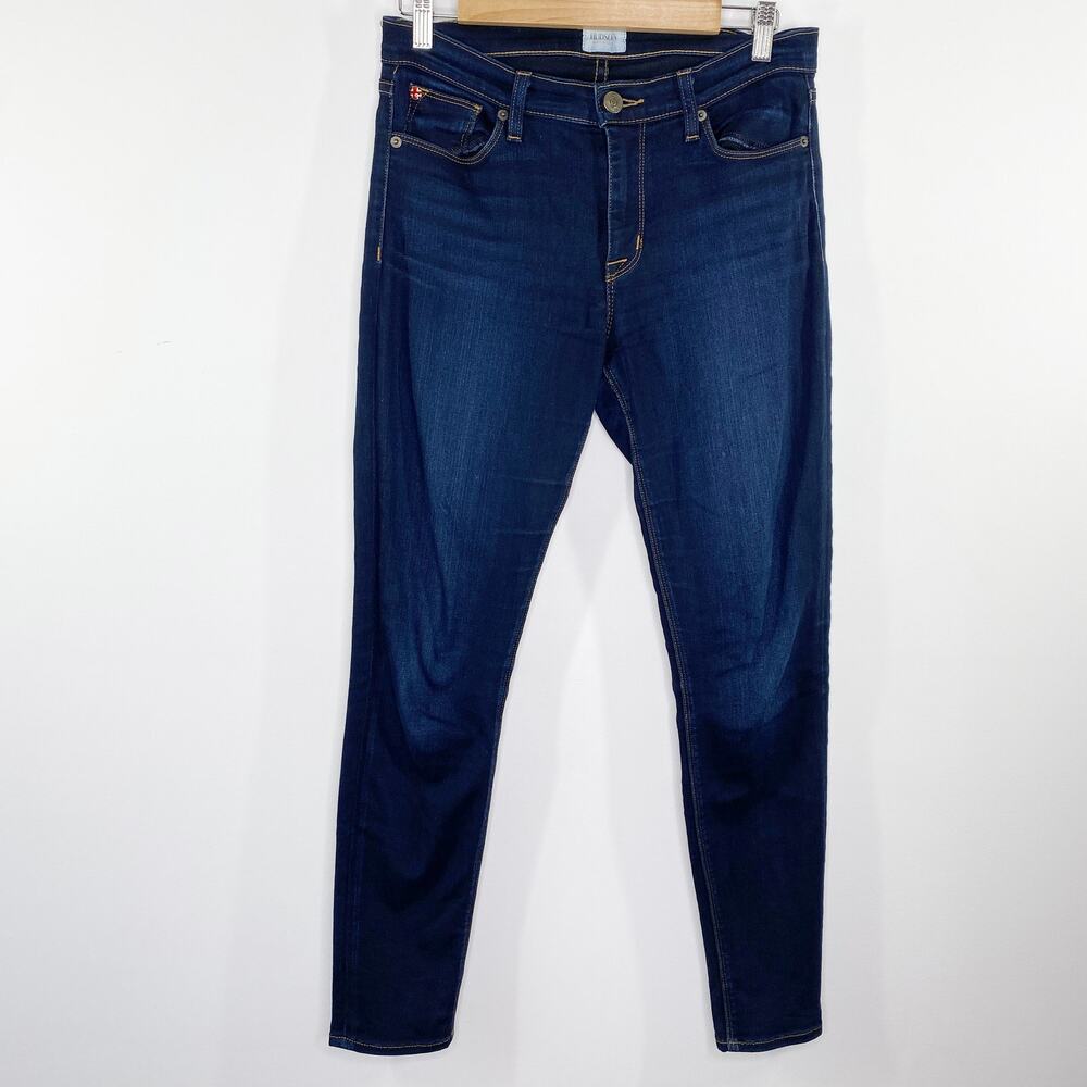Hudson Nico Medium Dark Indigo Mid-Rise Super Skinny Jeans Denim Womens Size 28